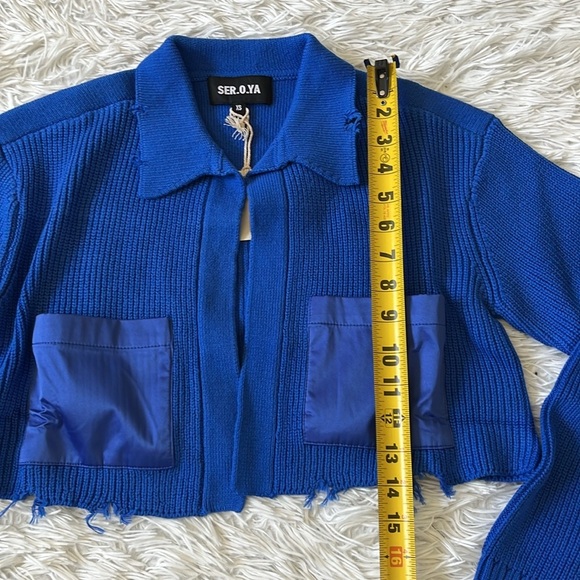 SER.O.YA Evelyn Cropped Knit Jacket in Royal Blue size XS - Picture 7 of 14